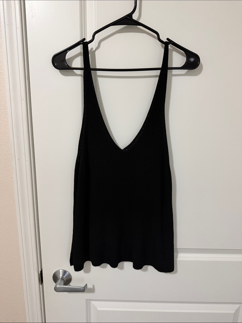 Black V-Neck Knit Tank Top